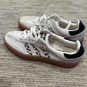 Adidas Women's Samba White and Black Leopard Sneakers